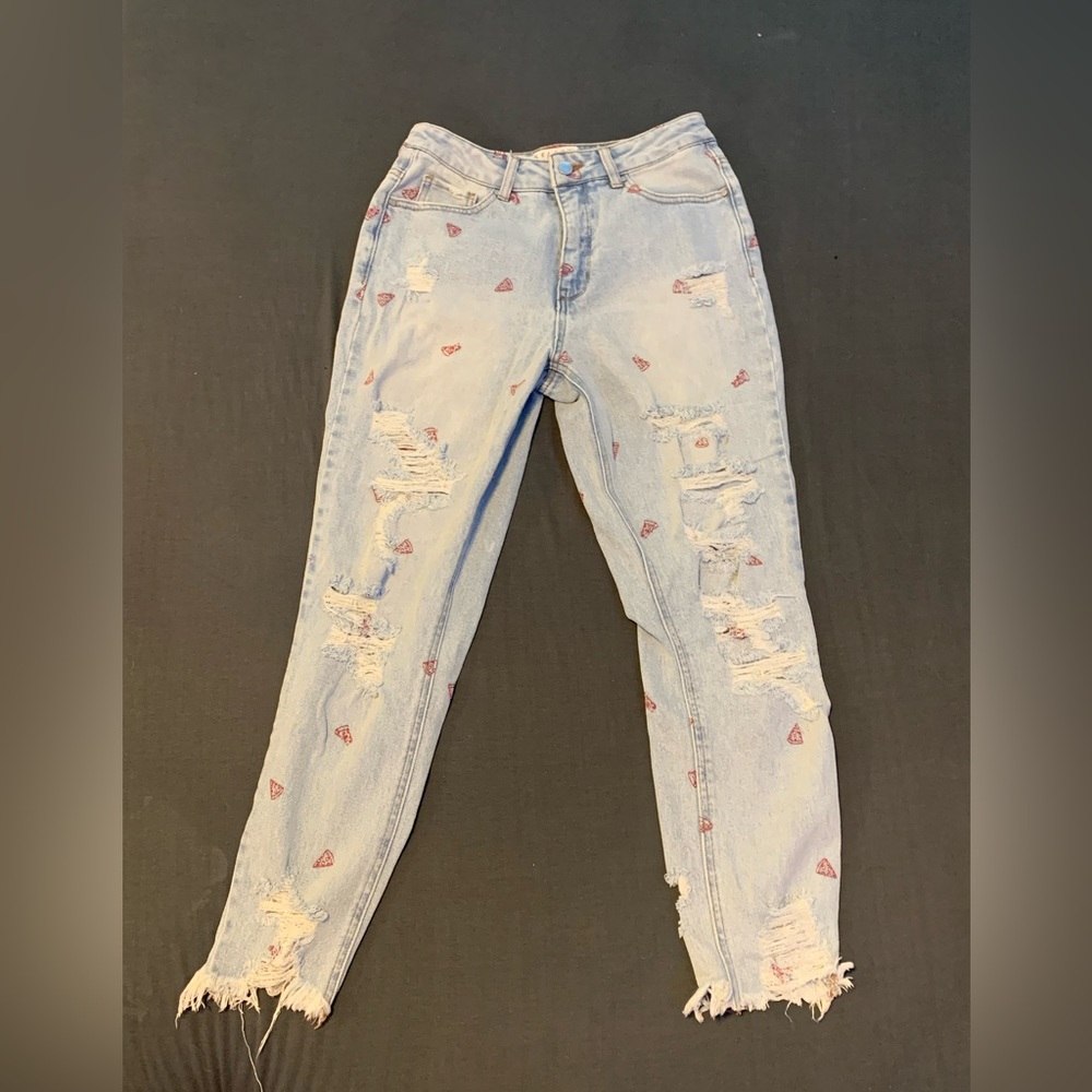 ripped baggy pizza jeans
